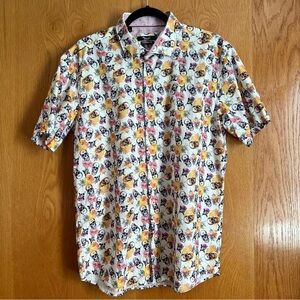 Mizumi size XL men’s modern fit skull print button down shirt